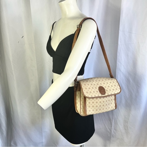 POLLINI LEATHER BROWN TAN BAG VINTAGE CROSSBODY BAG MEDIUM  BAG - Picture 3 of 16